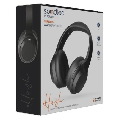 Porodo Soundtec Hush Wireless Over-Ear ANC Headphone - Black